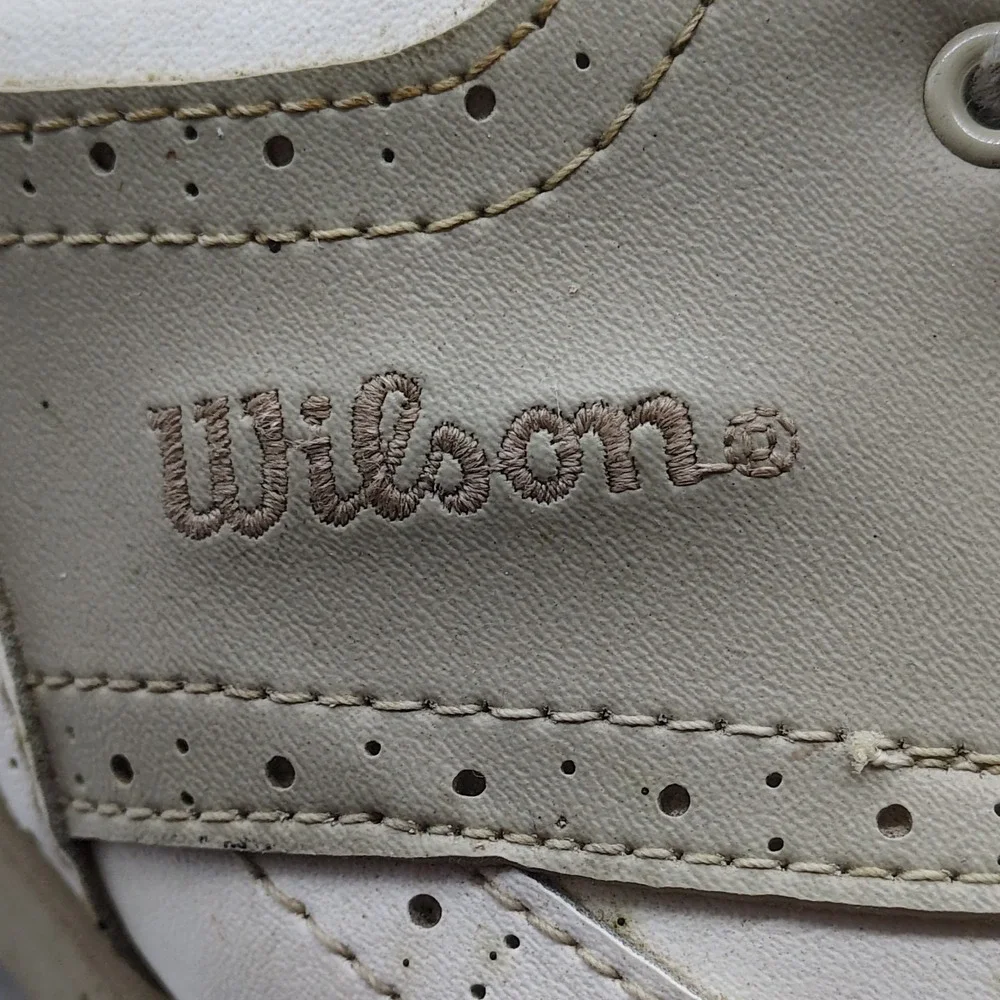 Wilson Prostaff Shoes Womens Beige 10 Leather‎ Golf Cleats Lace Up Wingtip GS361